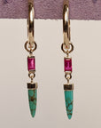 HD 144 | Unicorn Dangle PAIR | Turquoise | Ruby Baguette