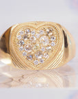HD 107 | Rosecut Diamond Pave Heart Signet