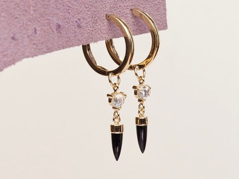 HD 112 | Unicorn Dangle PAIR | Onyx | Rosecut Diamond