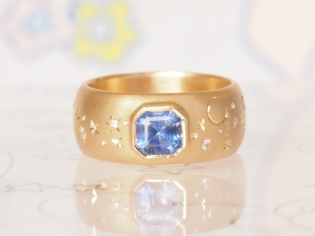 HD 104 | Blue Sapphire 9mm Celestial Band
