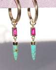 HD 144 | Unicorn Dangle PAIR | Turquoise | Ruby Baguette