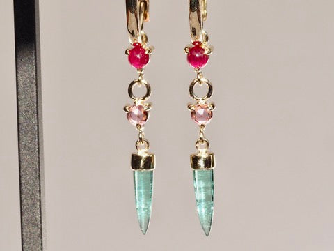 HD 122 | Unicorn Dangle PAIR | Emerald | Ruby | Pink Sapphire