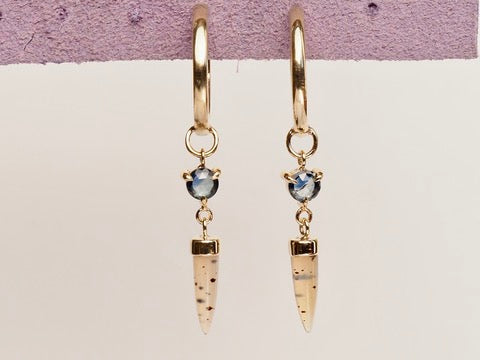 HD 114 | Unicorn Dangle PAIR | Montana Agate | Bi-Color Rosecut Sapphire