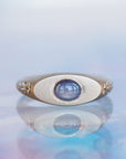 GR414 | E/W Oval Star Sapphire Galileo Pinky Ring