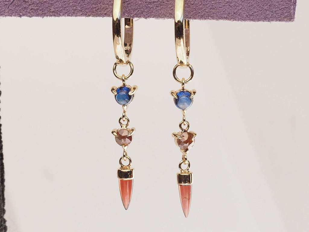 HD 115 | Unicorn Dangle PAIR | Pink Tourmaline | Sapphire | Red Diamond