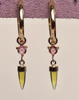 HD 121 | Unicorn Dangle PAIR | Peridot | Rosecut Pink Sapphire