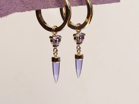 HD 118 | Unicorn Dangle PAIR | Iolite | Rosecut Tanzanite