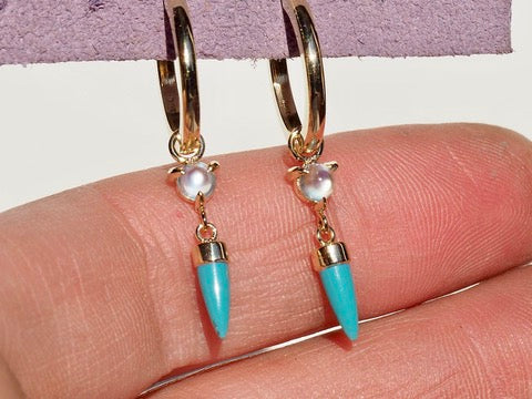 HD 120 | Unicorn Dangle PAIR | Kingman Turquoise | Moonstone