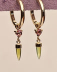 HD 121 | Unicorn Dangle PAIR | Peridot | Rosecut Pink Sapphire