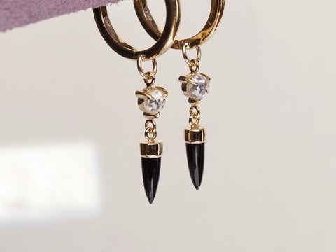 HD 112 | Unicorn Dangle PAIR | Onyx | Rosecut Diamond
