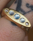 SS212 | Marquis Signet Ring | Moonstone & Diamond | size 7