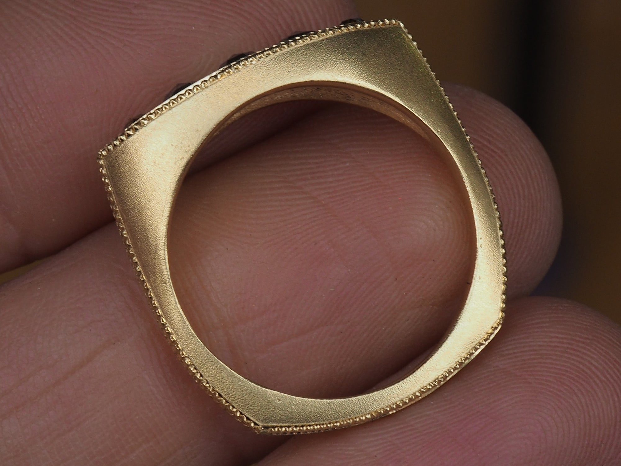 SS210 | Marquis Signet Ring | Salt & Pepper Rosecut Diamond | size 7.75