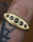 SS210 | Marquis Signet Ring | Salt & Pepper Rosecut Diamond | size 7.75