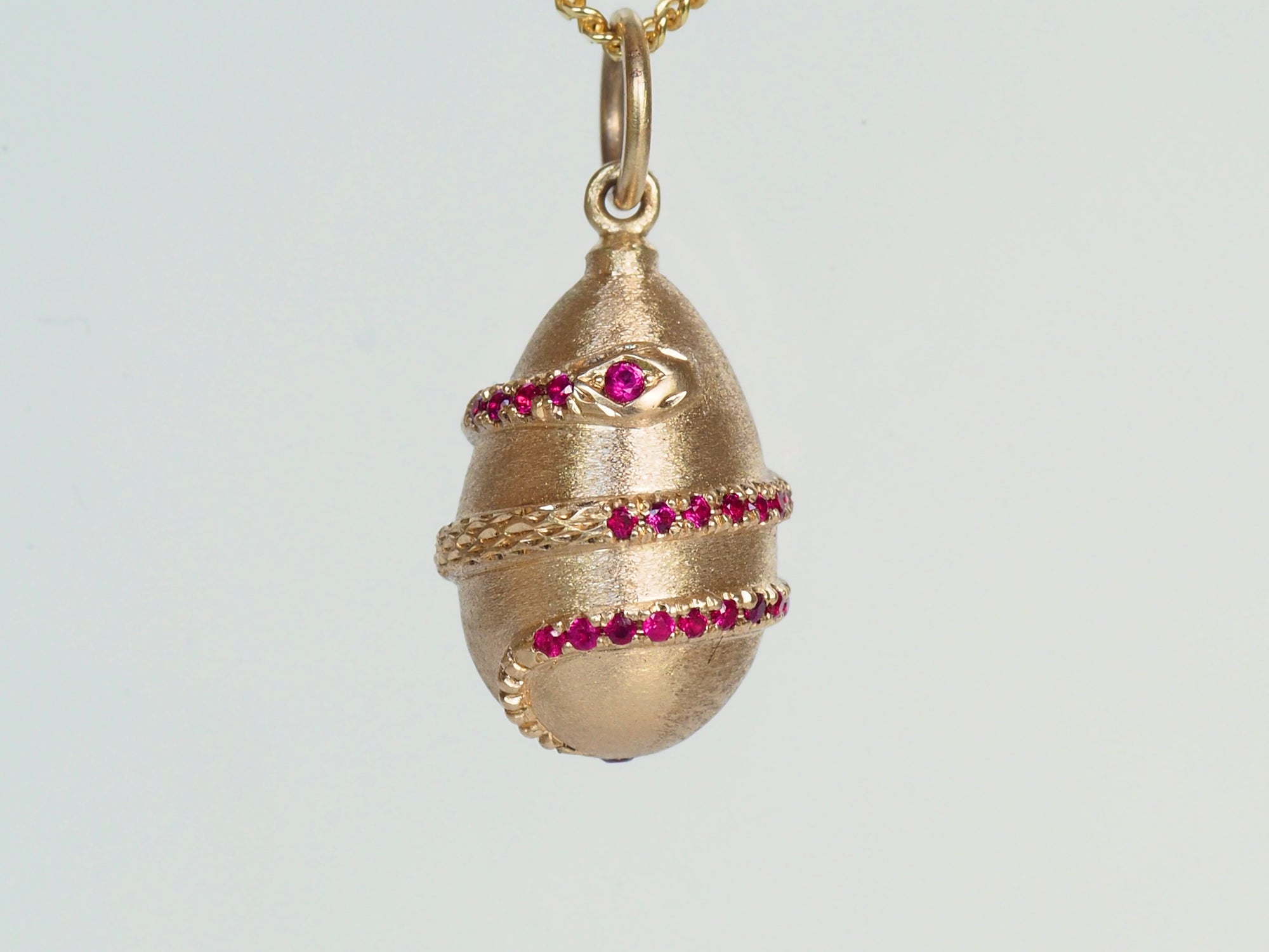 Large Ruby Cosmic Snake Egg Pendant