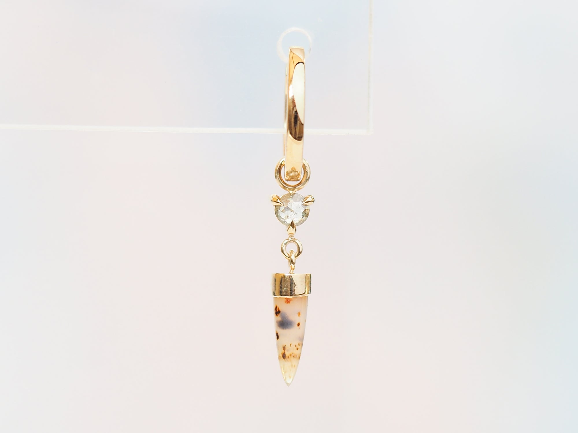 SS232 | Unicorn Horn Dangle | Grey Diamond | Montana Agate