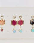 SS237 | Montana Agate Hex & Opal Earring Dangles on Small Oval Clickers