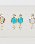 SS238 | Tuquoise Hex & Diamond Earring Dangles on Small Oval Clicker