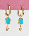 SS238 | Tuquoise Hex & Diamond Earring Dangles on Small Oval Clicker