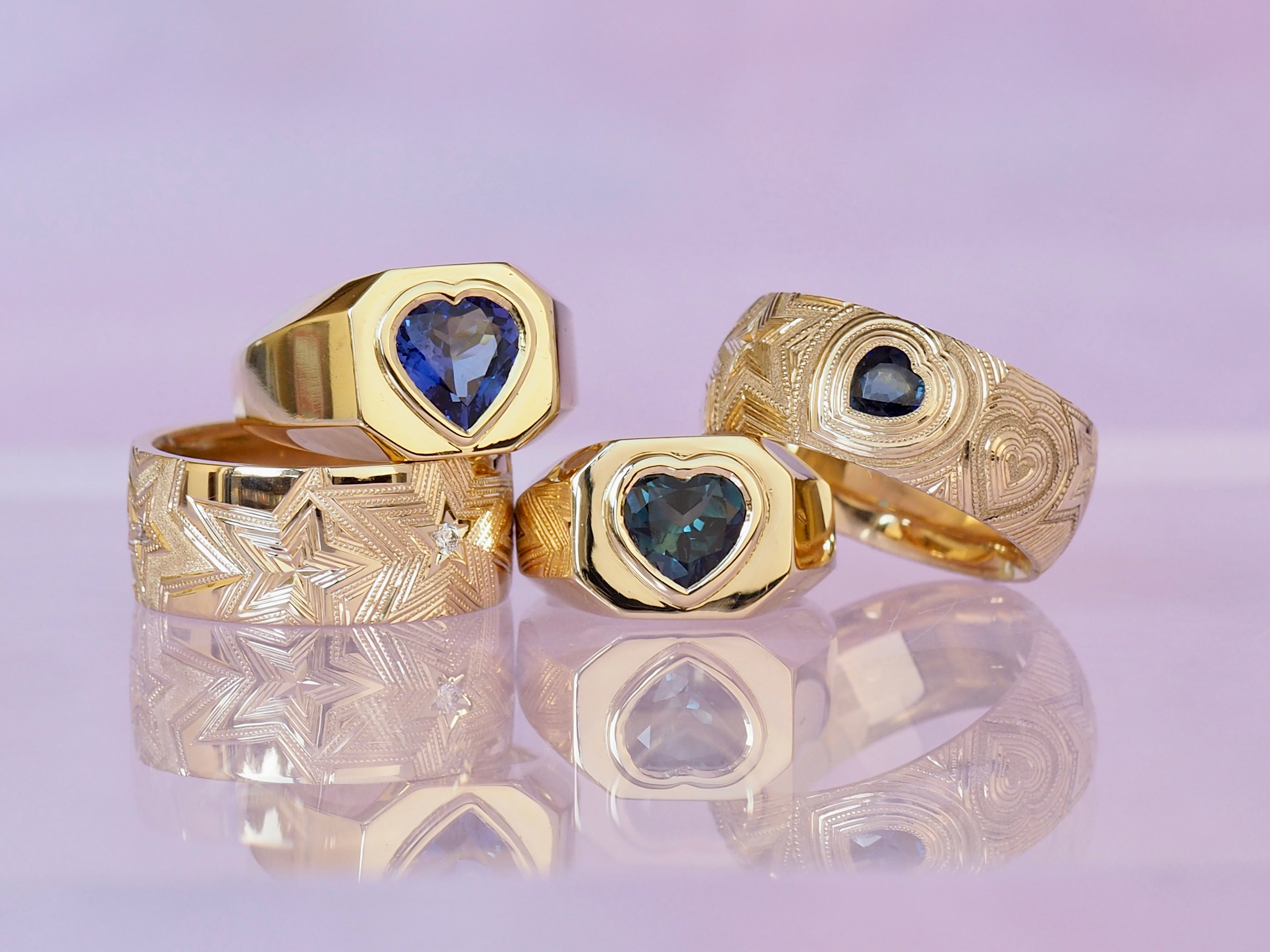 Heart Sapphire Band Gold Blue Sapphire Heart Wrap Ring For Women
