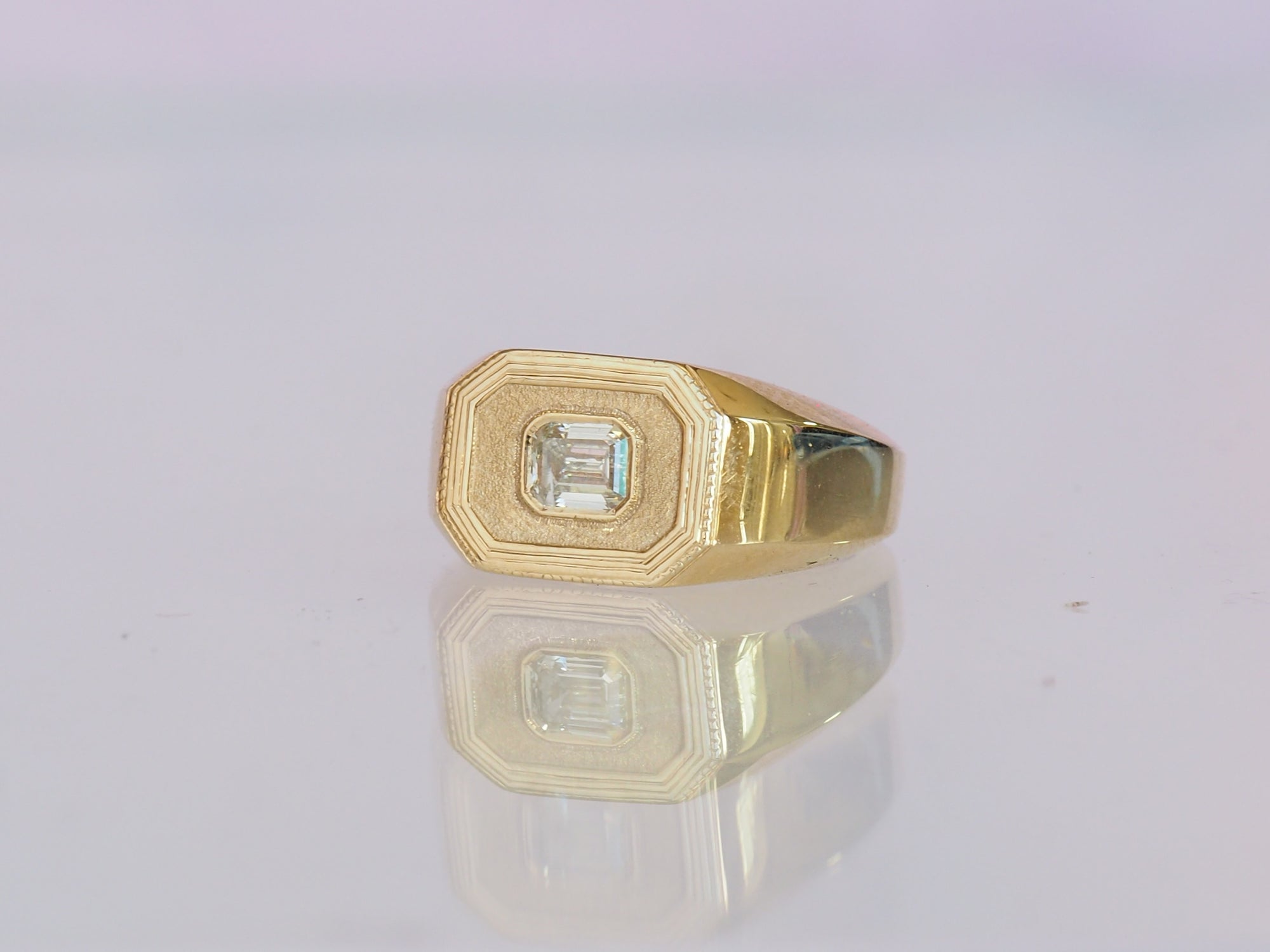 SS227 | Cut Corner Pinky Ring | Emerald Cut Diamond | size 2.5