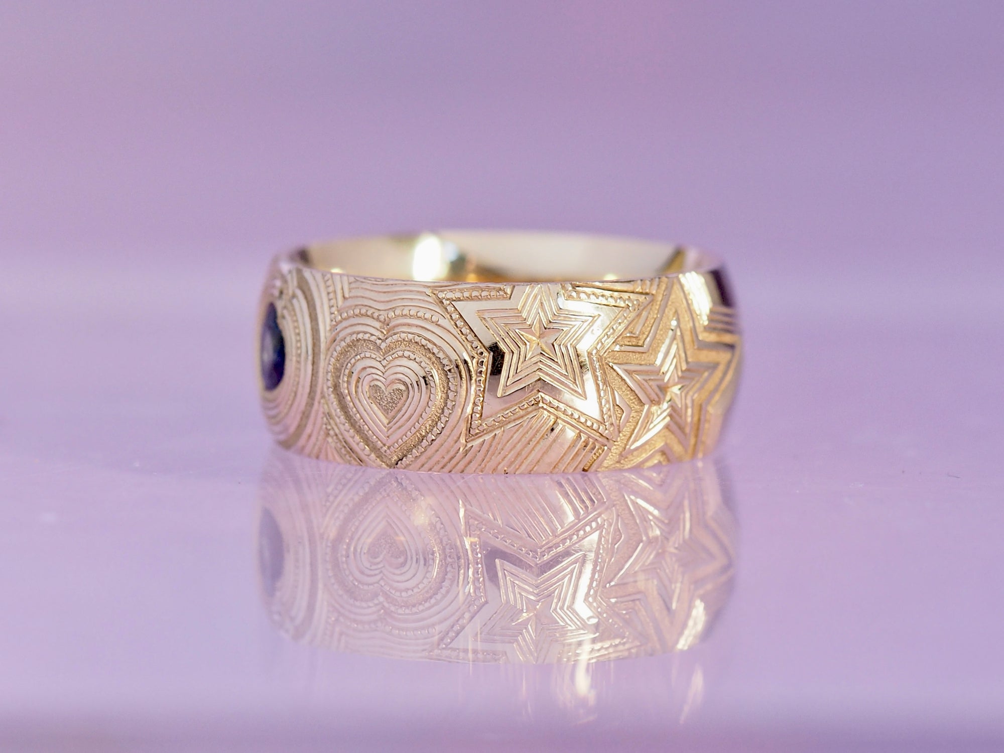 SS224 | Heart Band | blue sapphire | size 8.5