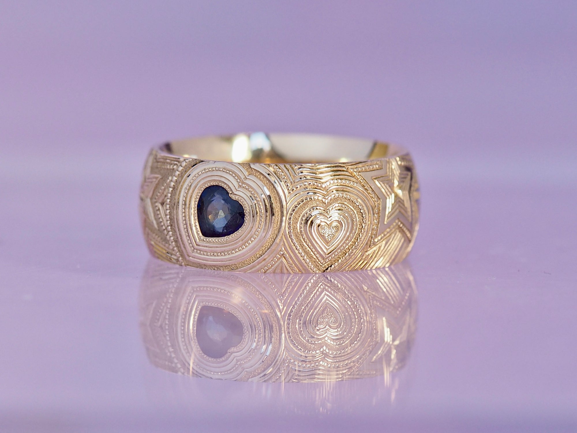 SS224 | Heart Band | blue sapphire | size 8.5
