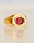 SS228 | Cut Corner Signet Ring | Mahenge Garnet | size 3.5