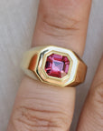 SS228 | Cut Corner Signet Ring | Mahenge Garnet | size 3.5