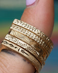 Celestial Wave | Engraved Slice Ring