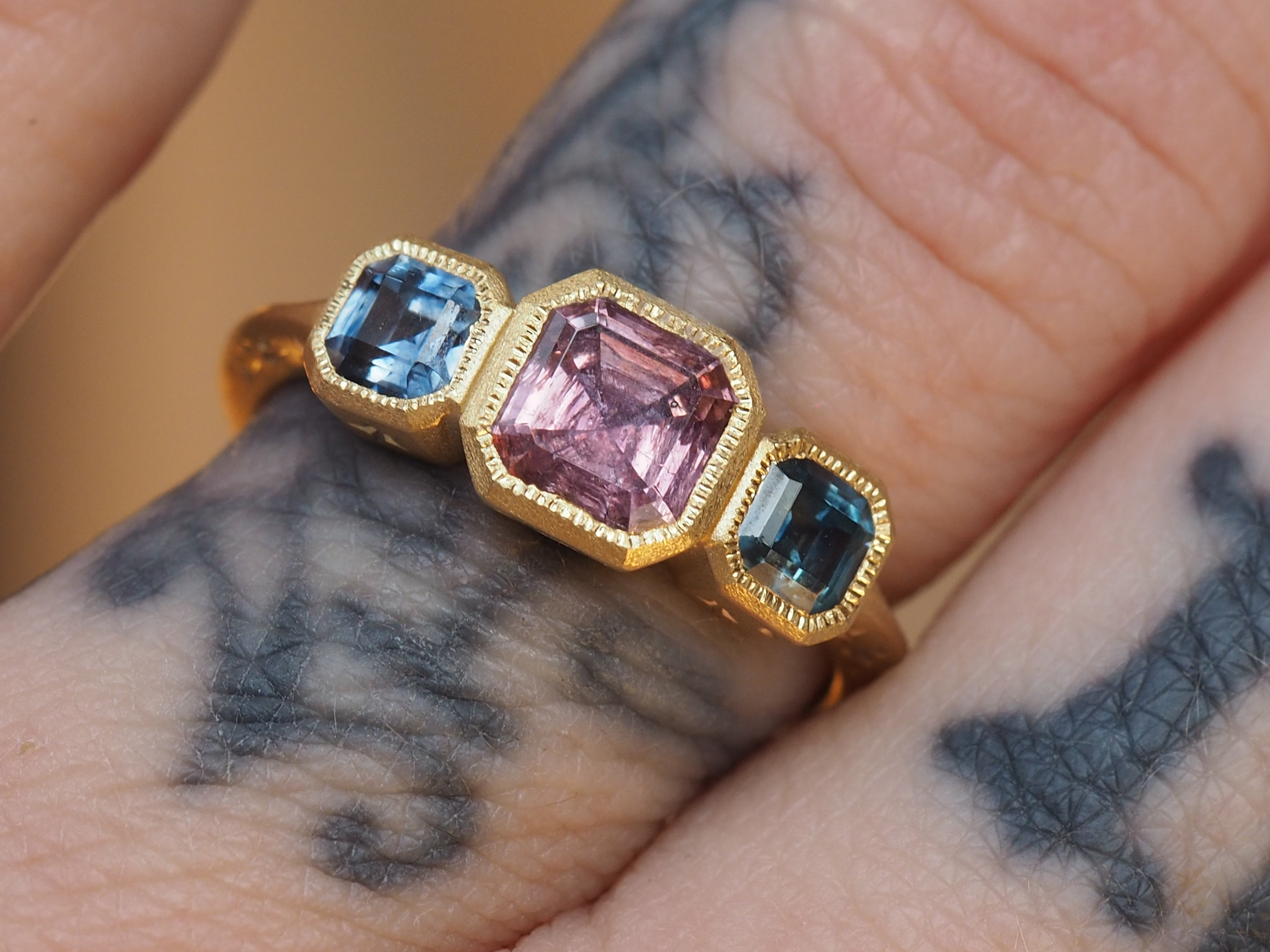 GR424 | Trio Sapphire Asscher Celestial Band – Pieces of Starr