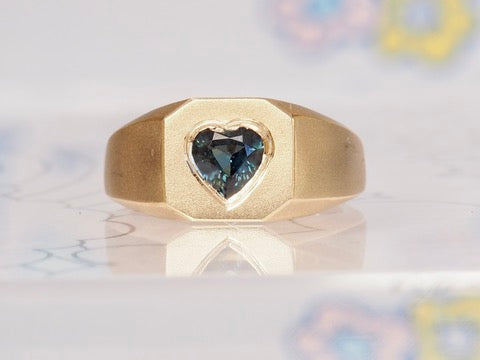 HD 111 | Heart Sapphire Cut Corner Pinky Ring