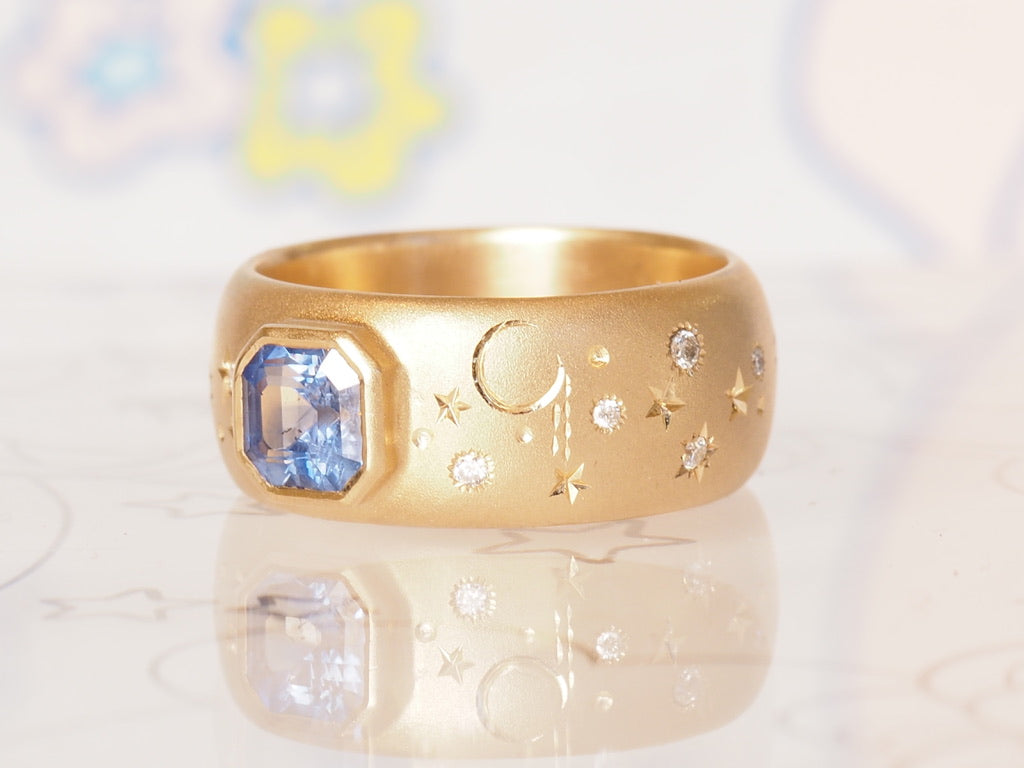 HD 104 | Blue Sapphire 9mm Celestial Band