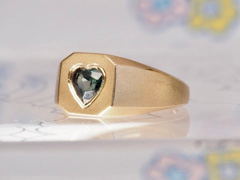 HD 111 | Heart Sapphire Cut Corner Pinky Ring