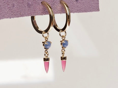 HD 113 | Unicorn Dangle PAIR | Pink Tourmaline | Star Sapphire