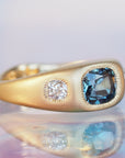 GR420 | Trio Bombe Ring- Teal Sapphire