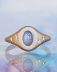 GR415 | N/S Oval Star Sapphire Galileo Pinky Ring