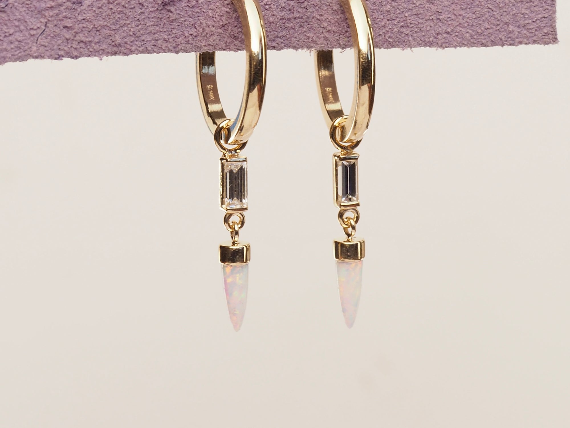 HD 143 | Unicorn Dangle PAIR | Opal | Diamond Baguette