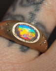 GR416 | 6x8mm Australian Opal Galileo Ring