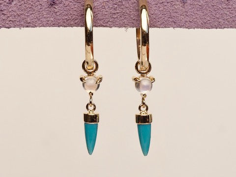 HD 120 | Unicorn Dangle PAIR | Kingman Turquoise | Moonstone