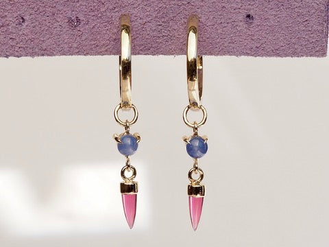 HD 113 | Unicorn Dangle PAIR | Pink Tourmaline | Star Sapphire