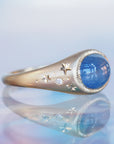 GR408 | Icey Blue Sapphire Cabochon Galileo Ring