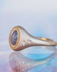 GR415 | N/S Oval Star Sapphire Galileo Pinky Ring