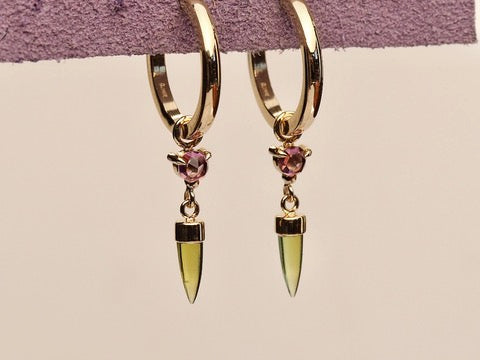 HD 121 | Unicorn Dangle PAIR | Peridot | Rosecut Pink Sapphire