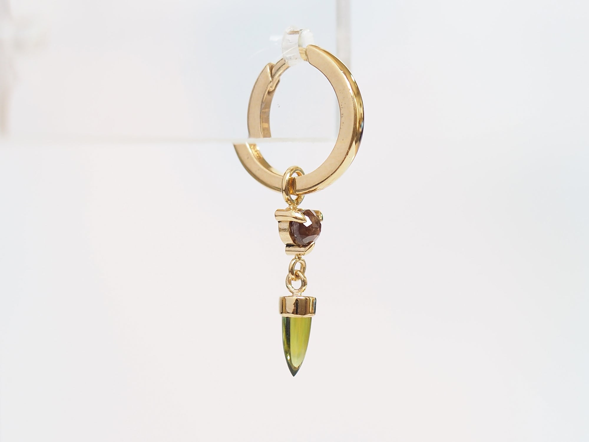 Unicorn Horn Dangle | Brown Diamond | Green Tourmaline