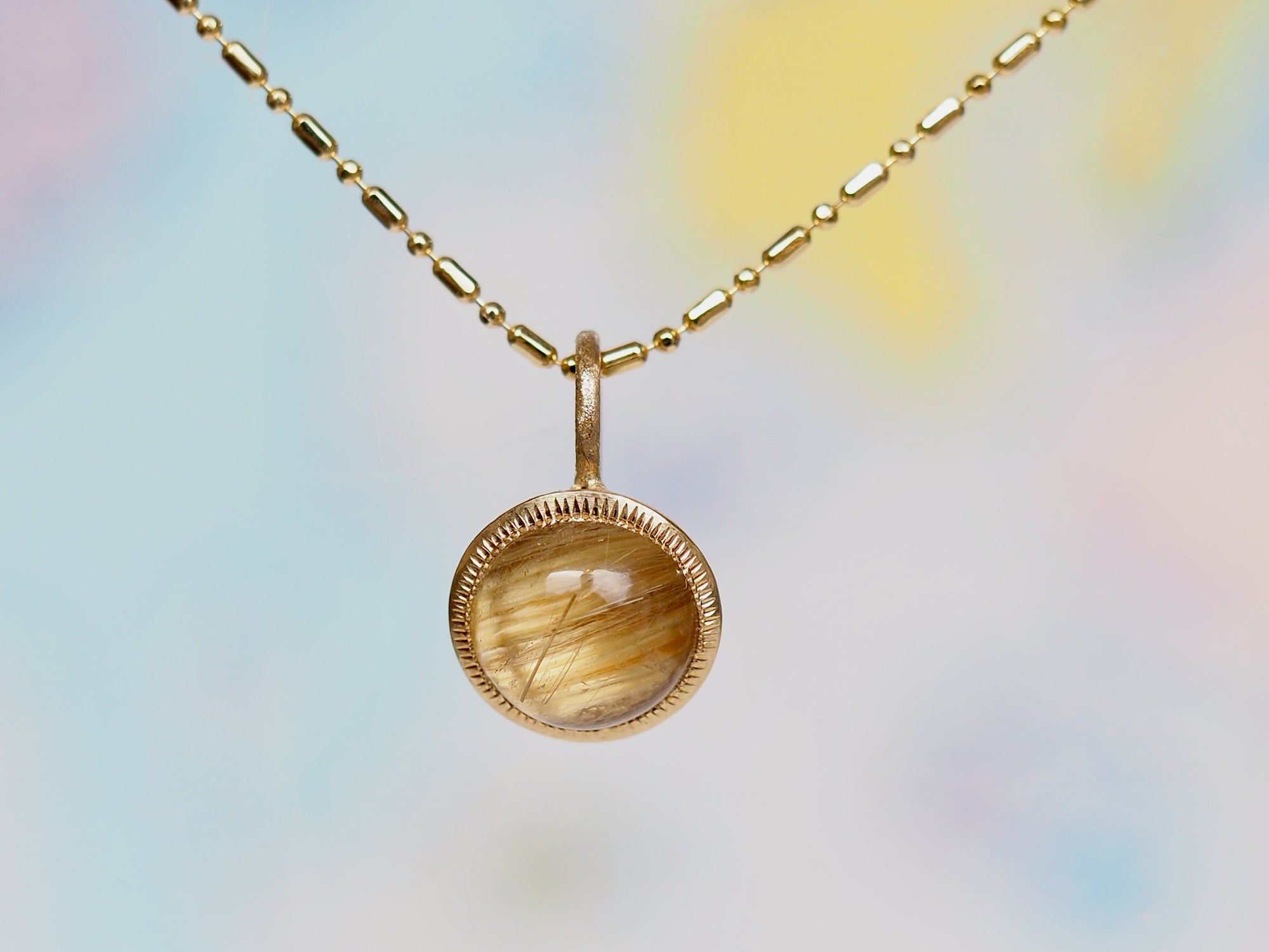 SS223 | 10mm Rutilated Quartz Galileo Pendant