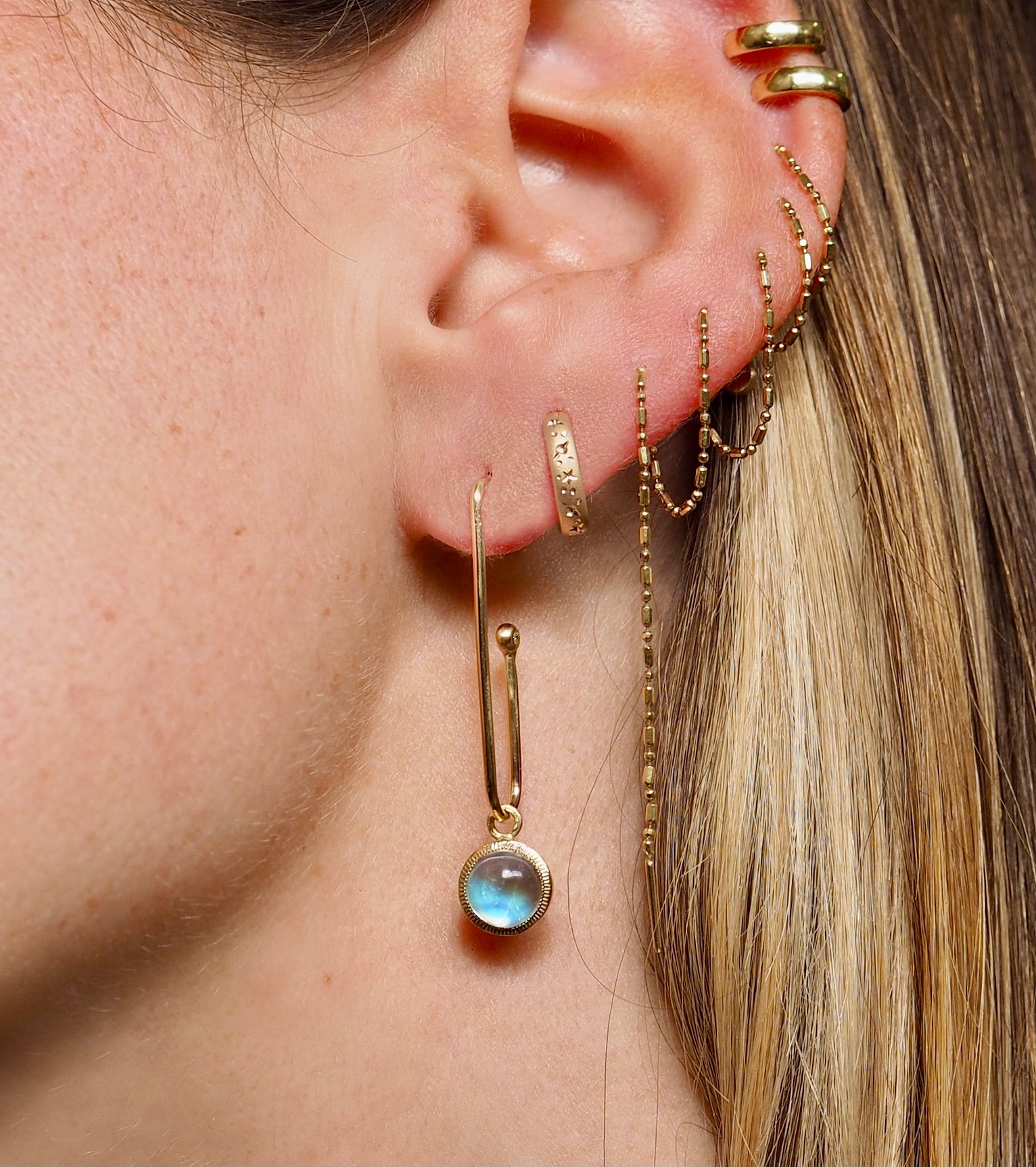 Galileo Paperclip Earrings | Moonstone