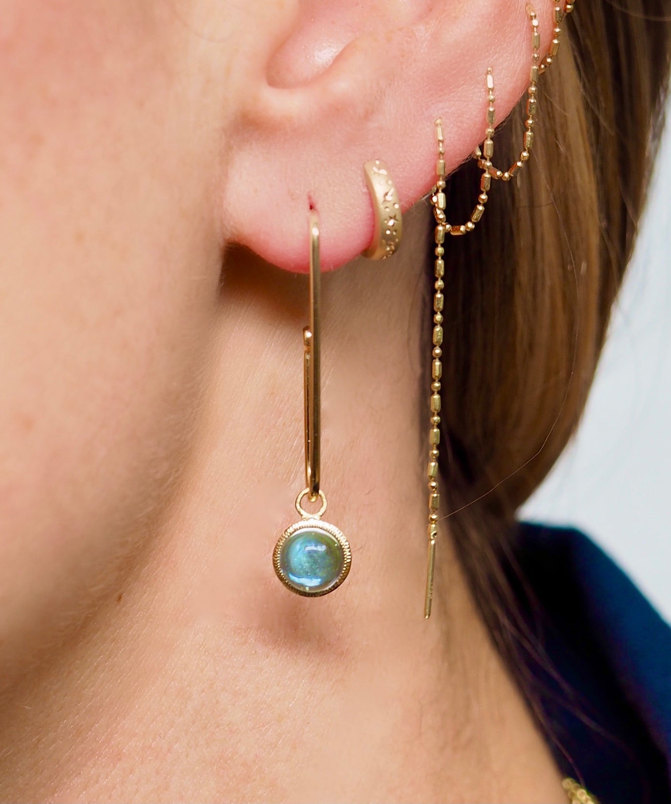 Galileo Paperclip Earrings | Swiss Blue Topaz