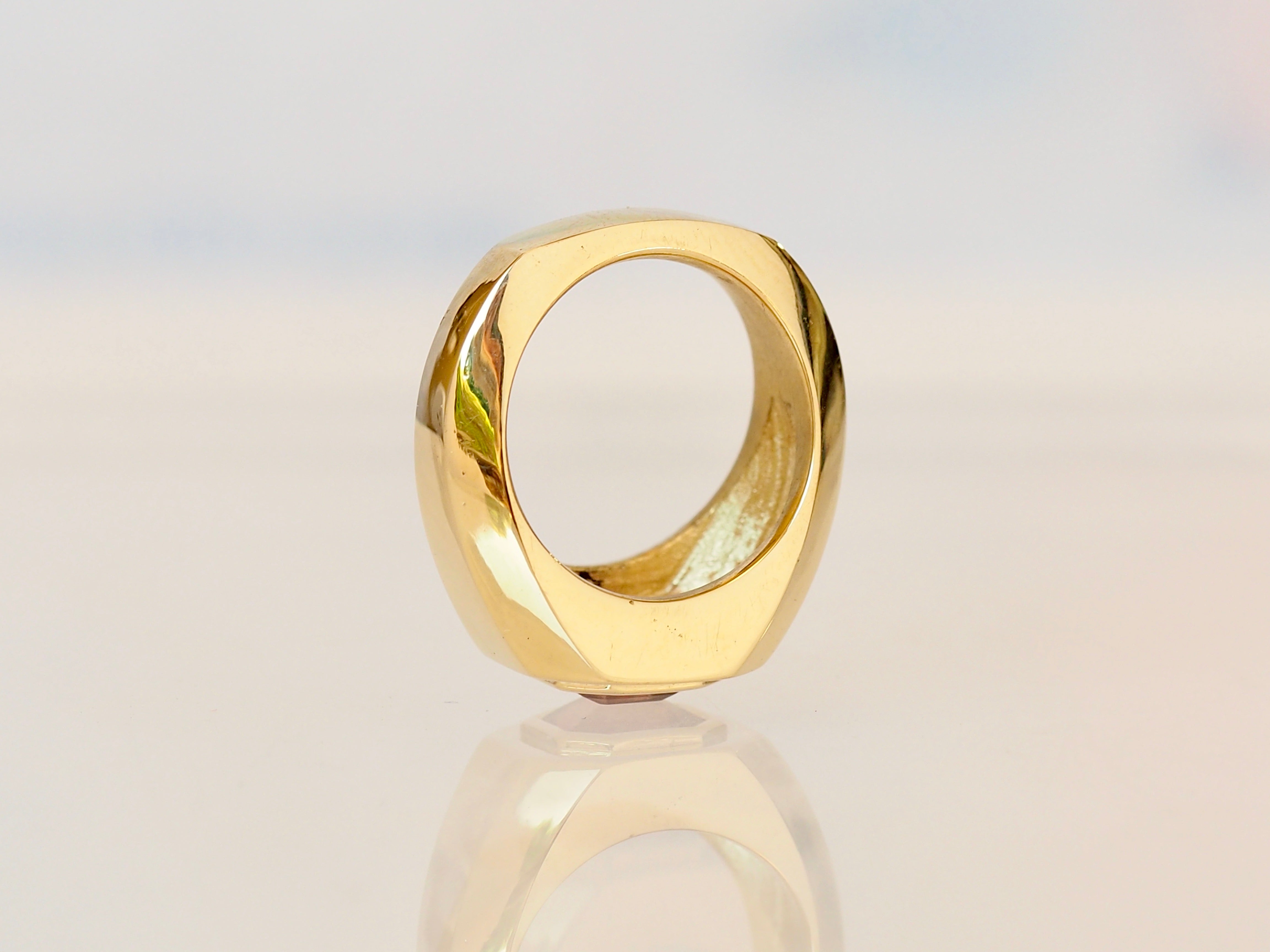 SS228 | Cut Corner Signet Ring | Mahenge Garnet | size 3.5