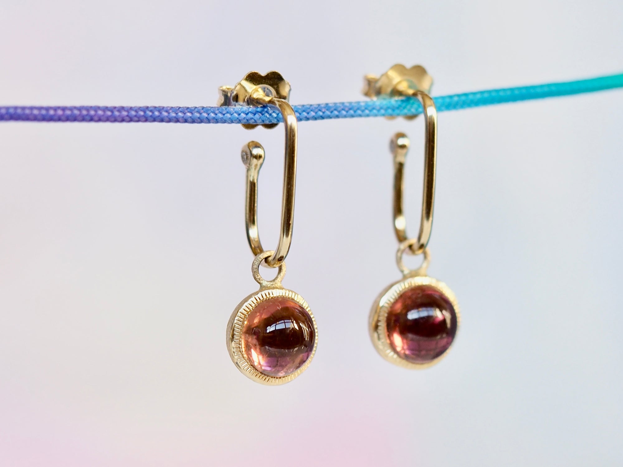 Shorty Galileo Paperclip Earrings | Pink Tourmaline