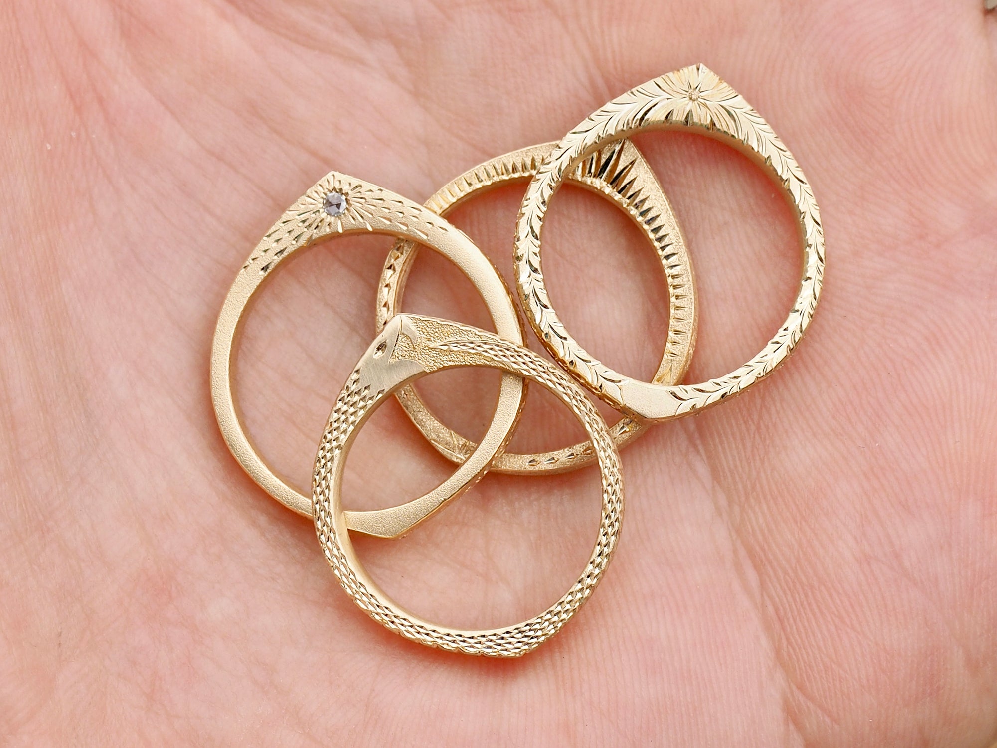 Celestial Wave | Engraved Slice Ring